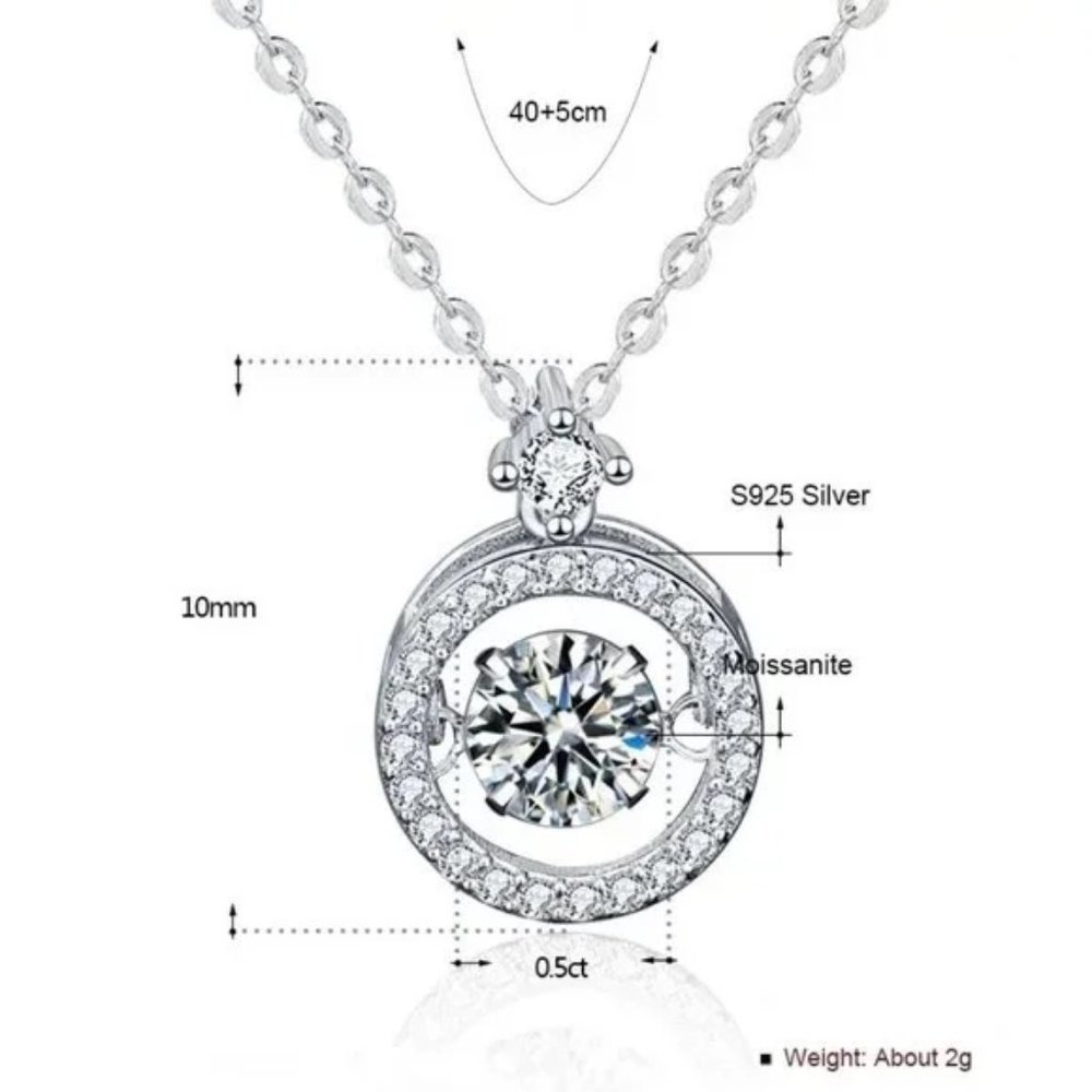 Certified 1/2 ct. t.w. Diamond Moissanite Dancing Necklace NEW - Picture 6 of 9